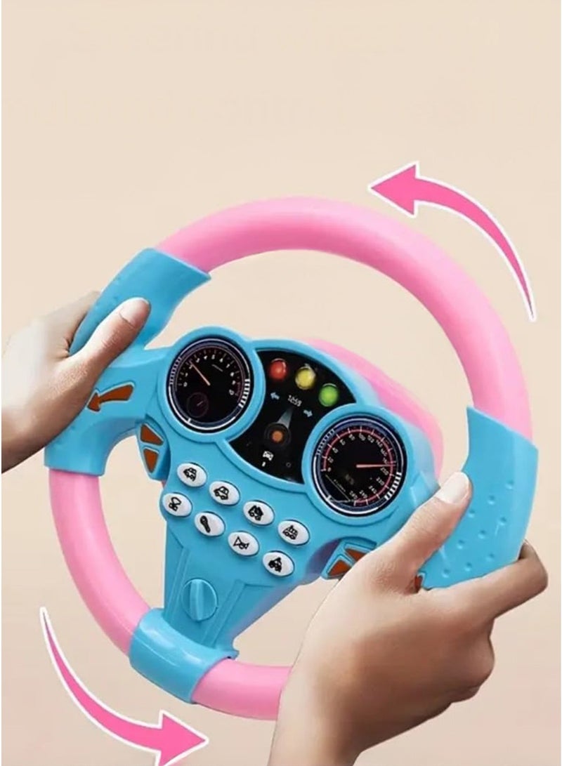 Car Back Seat Toddler Simulation Steering Wheel Toy – Pink, Musical Driving Roleplay for Kids - Image 5