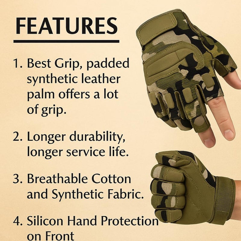 Adroitz Leather Combat Olive Biker Gloves for Men & Women | Waterproof, Durable, Comfort Fit | Enhanced Grip | Sports Material | Ideal for Gym, Riding & Outdoor Activities - Image 3
