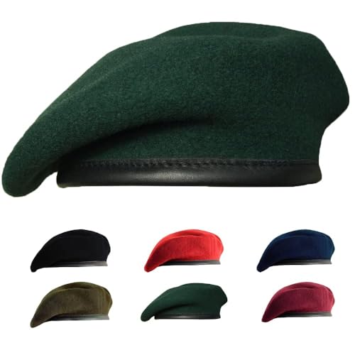 Gajaous British Military Berets for Men and Women,Wool and Leather Beret Hats,Multiple Colours Army Beret - Image 1