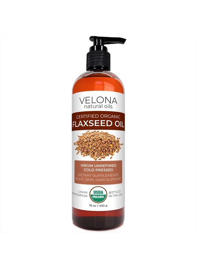 velona USDA Certified Organic Flaxseed Oil - 16 oz | 100% Pure and Natural Carrier Oil | Unrefined, Cold Pressed | Hair Growth, Body, Face & Skin Care | Use Today - Enjoy Results - Image 5