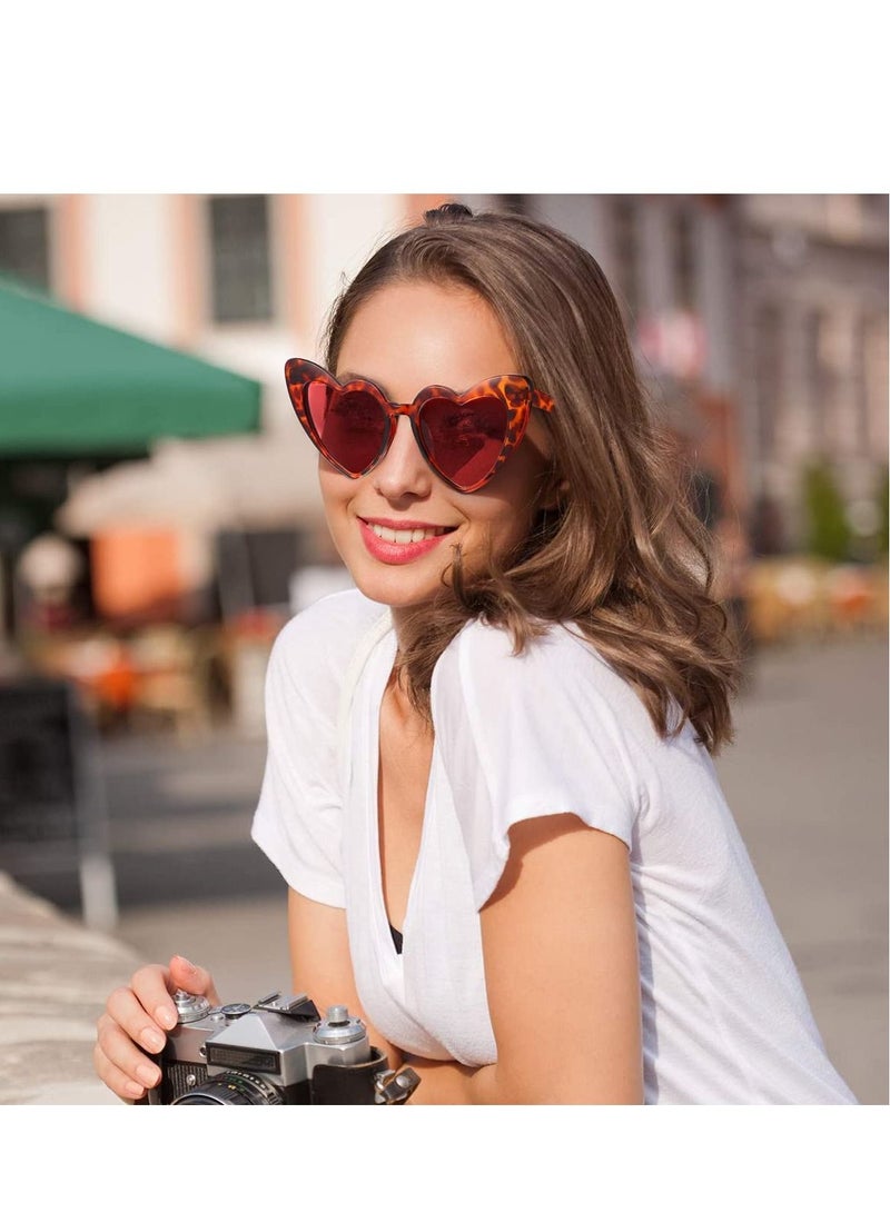 SYOSI 9 أزواج من النظارات الشمسية على شكل قلب نظارات شمسية نسائية عتيقة على شكل قلب للتسوق والسفر والحفلات والإكسسوارات - Image 4