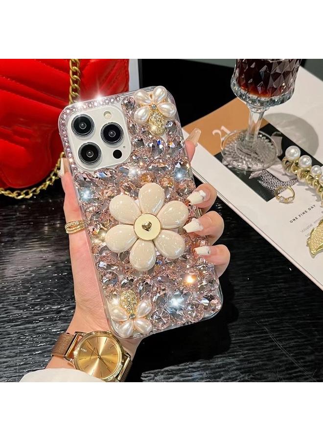 erorex Case For iPhone 15 Pro Max Sunflower Holder Hand-set Diamond PC Phone Case - Image 1