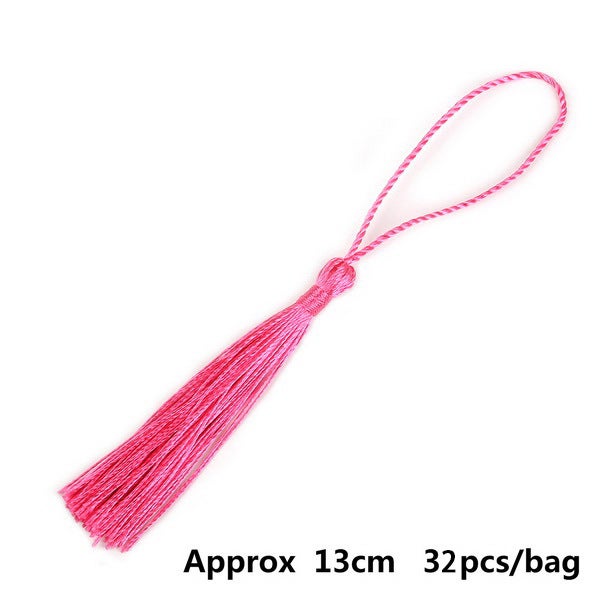 Polyester silk tassel hanging ring small tassel high-grade ice silk tassel pendant earrings accessories diy jewelry accessories Pale rose red 32/bag