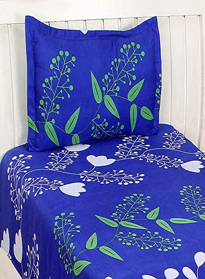 MORADO Printed Designer Cotton Single Bedsheet with 1 Pillow Cover(Royal Blue & White) - Image 3