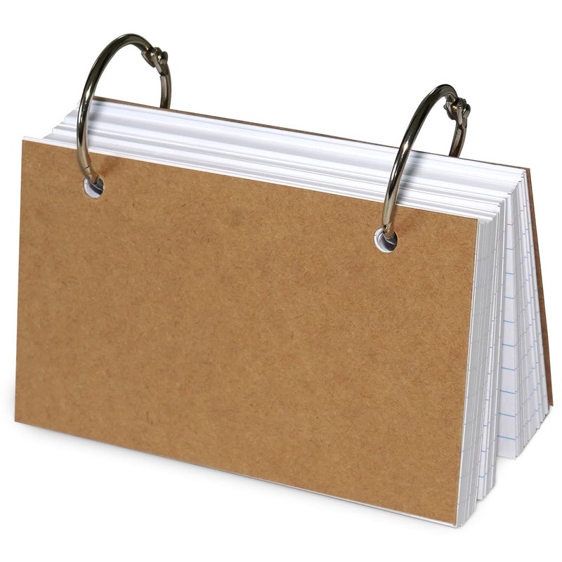 Olivo Index Card Binder Refills, White 3x5 Lined Index Cards with Ring, 2 Holes Punched, 100 Count - Image 1