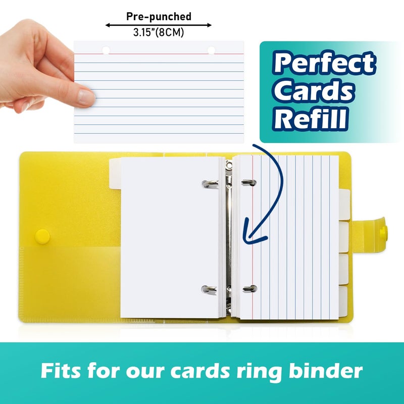Olivo Index Card Binder Refills, White 3x5 Lined Index Cards with Ring, 2 Holes Punched, 100 Count - Image 4