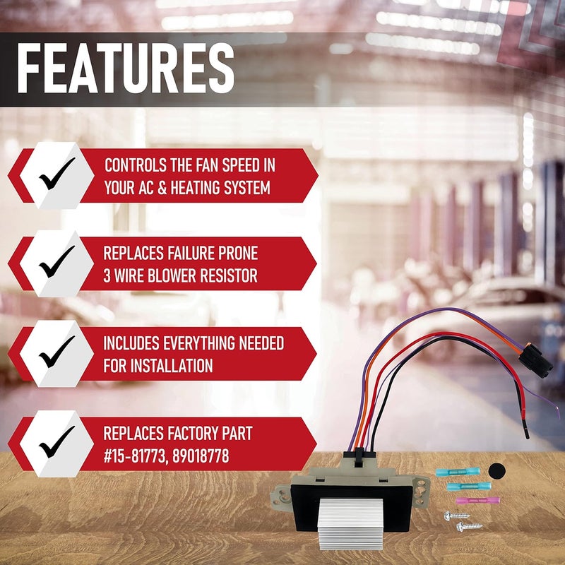 AA Ignition Blower Motor Resistor Complete Kit with Harness - Compatible with Chevy, GMC Vehicles - Image 2