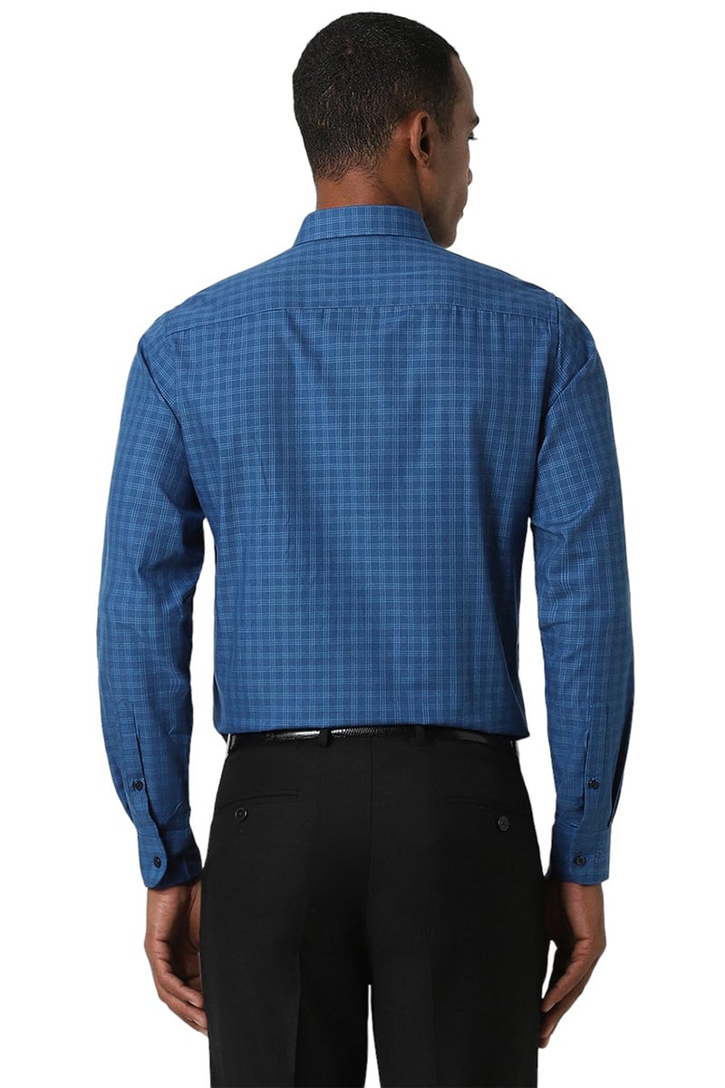 Peter England Men's Checks Shirts Dark Blue - Image 3