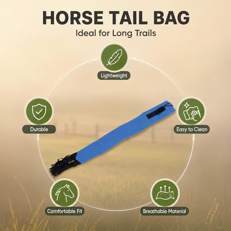 Horse Tail Protection Bag, Non Woven Fabric, 70 x 7.5cm with Hook and Loop Fasteners - Durable Airflow Material, Fringe Fly Swatter Design for Horse Care - Image 3