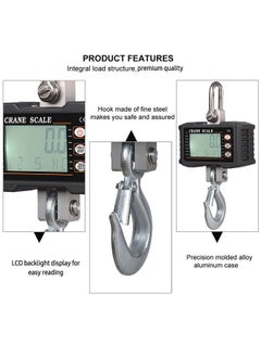 Digital Hanging Scale 1000kg/ 2204lbs Portable Heavy Duty Crane Scale LCD Backlight Industrial Hook Scales Unit Change/ Data Hold/ Tare/ Zero