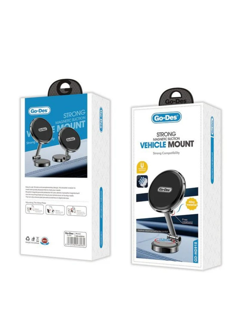 GO-DES Go Des (GD-HD918) Instrument Panel Magnetic Adhesive All Model Strong Adsorption Windshield Foldable Universal Car Phone Holder_Black - Image 3