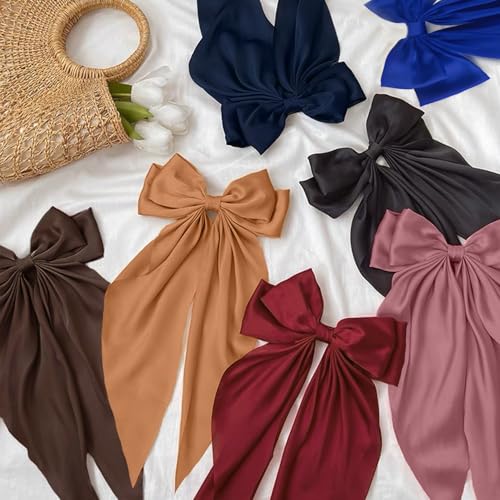 Mlurcu Hair Bows for Women Girls 10 Pcs Big Bows Hair Clips Barrettes Silky Satin Ribbon Bows Layered Large Bow French Style Hair Accessories Oversized Christmas Hair Bows for Women Girls - Image 3