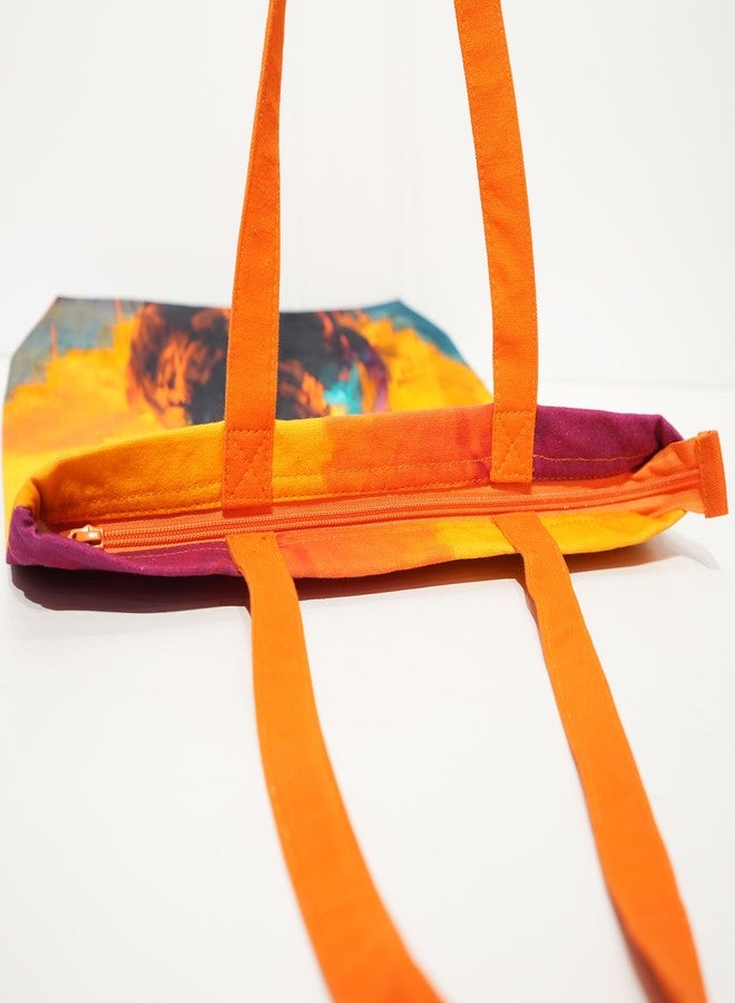 VARA Bull Art Tote Bag | Handmade | Canvas | Shoulder Bags | Ladies Handbag | Vibrant Digital Print Stylish Daily Use Shopper Bag for Women - Image 2