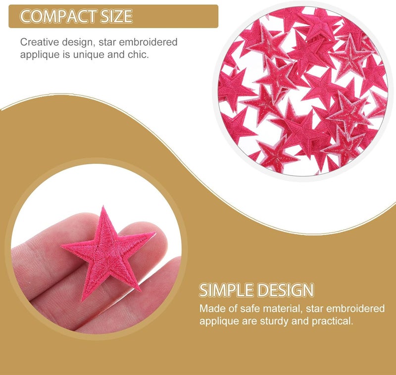 50pcs Pink Star Iron-on Patches for Clothing and Jeans, Embroidered Decorative Repair Patches for Jackets, Hats, Backpacks, DIY Sewing Accessories - Image 3