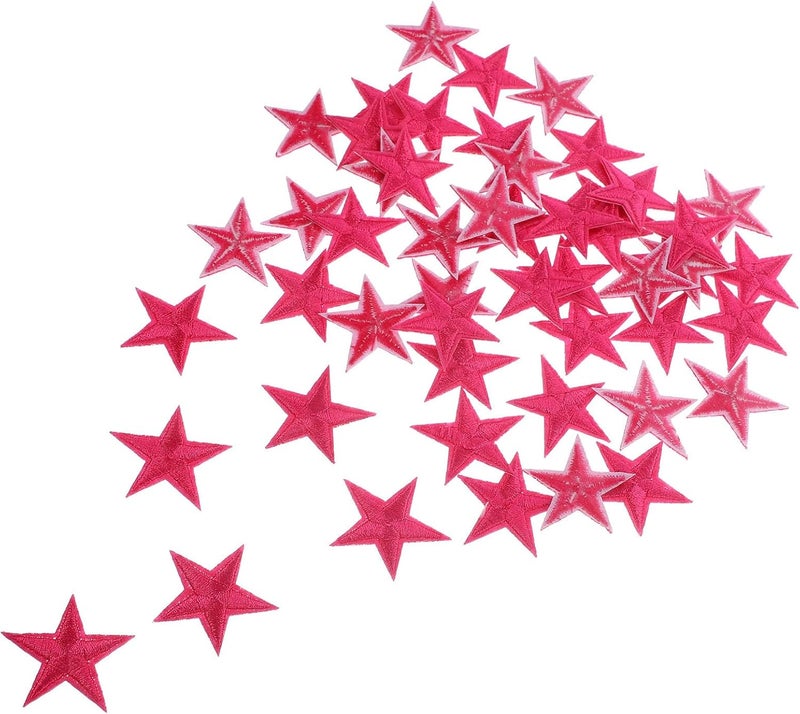 50pcs Pink Star Iron-on Patches for Clothing and Jeans, Embroidered Decorative Repair Patches for Jackets, Hats, Backpacks, DIY Sewing Accessories - Image 1