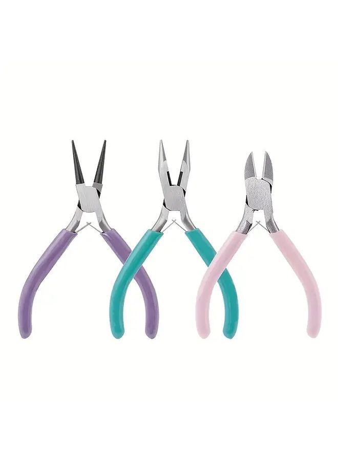 مجموعة كماشات احترافية ثقيلة لصنع المجوهرات مع كماشات الأنف المدببة والسلاسل والأنف المستدير وقواطع الأسلاك - Image 1