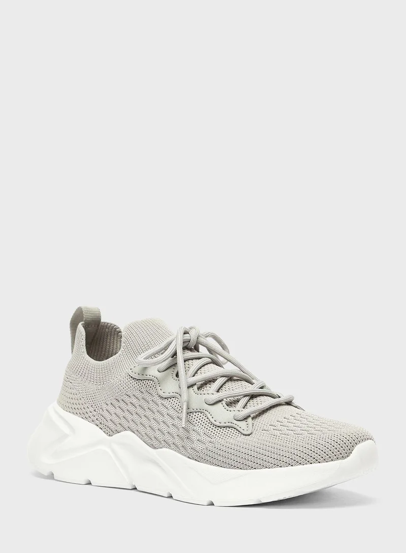 shoexpress Textured Lace-Up Sneakers