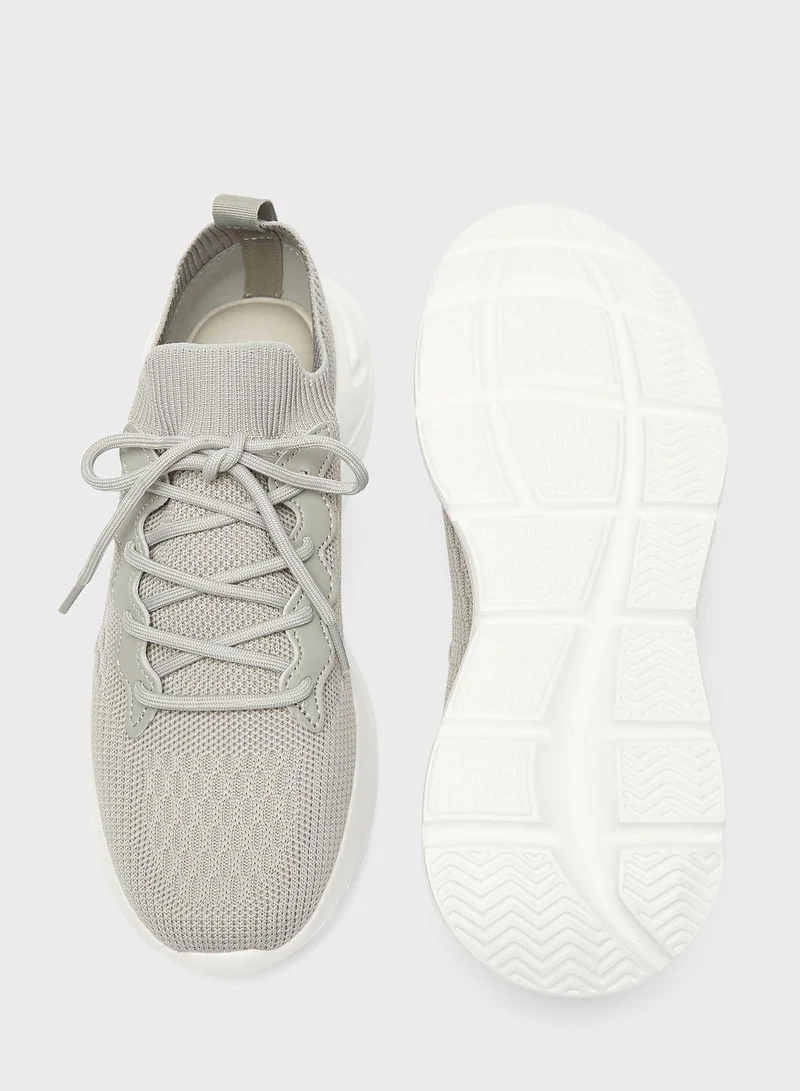 shoexpress Textured Lace-Up Sneakers