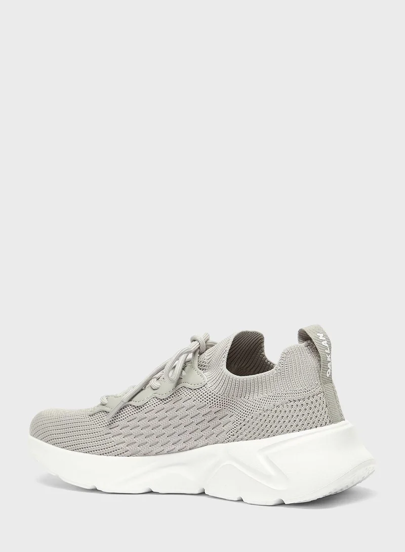 shoexpress Textured Lace-Up Sneakers
