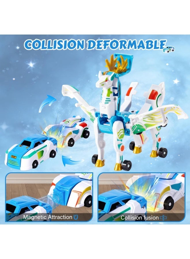 لعبة سيارة الغزال القابلة للتحول بالاصطدام، حزمة من سيارتين مغناطيسيتين ذات شكل حيواني قابل للتغيير، هدية ممتعة للذكور والإناث (أزرق) - Image 2