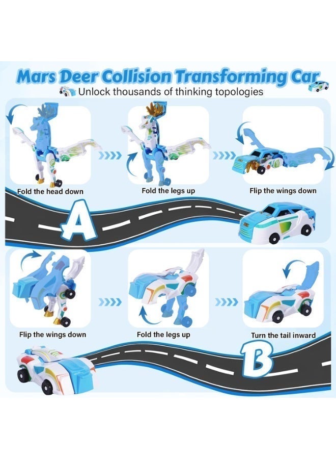 لعبة سيارة الغزال القابلة للتحول بالاصطدام، حزمة من سيارتين مغناطيسيتين ذات شكل حيواني قابل للتغيير، هدية ممتعة للذكور والإناث (أزرق) - Image 3