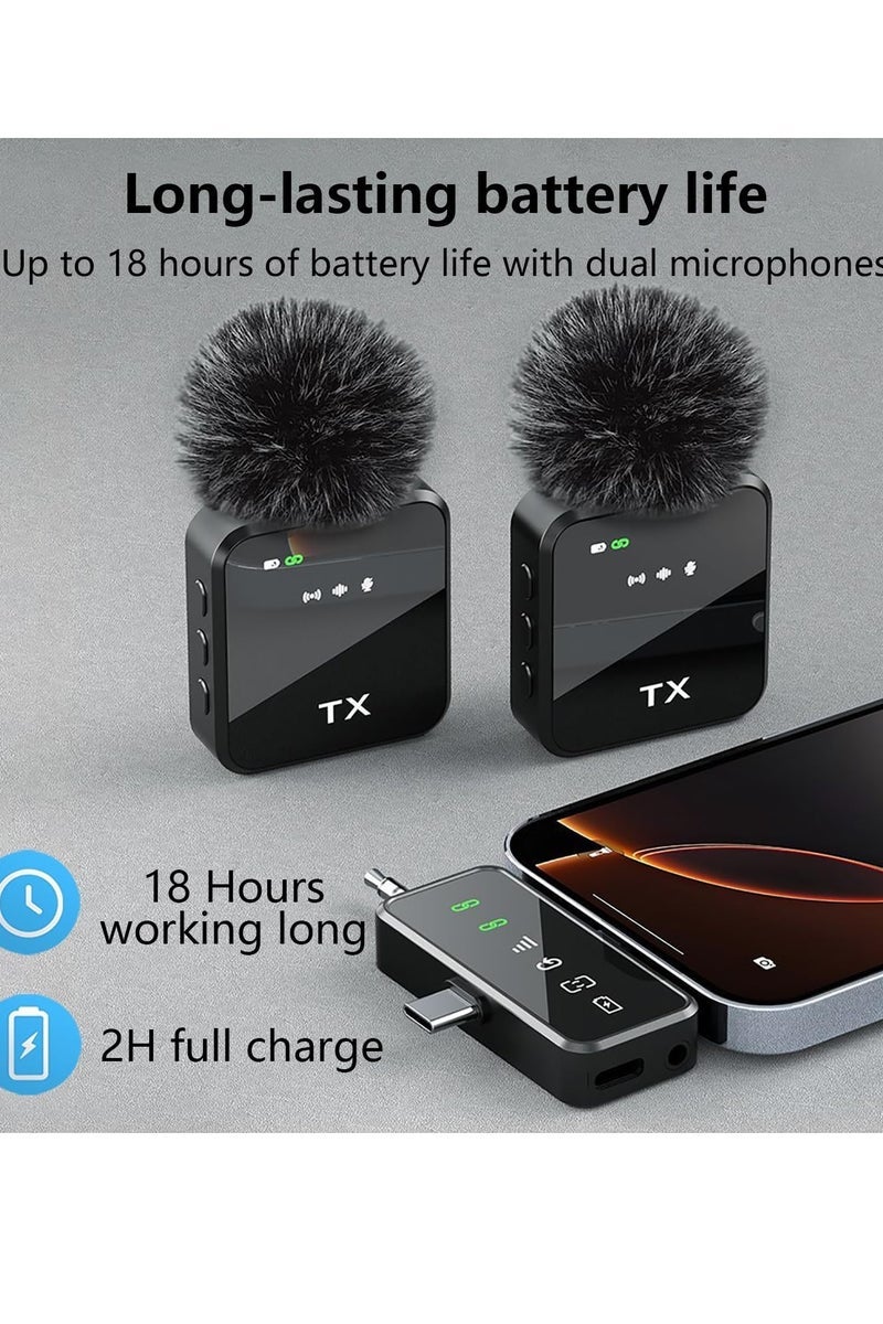 Tx 3 in 1 Wireless Lavalier Microphone  Wireless Mic for iPhone/Android/Camera,30m Transmission,18H Battery Life,Mini Microphone for Recording Interviews,Podcasts Vlogs,YouTube, Tiktok - Image 5
