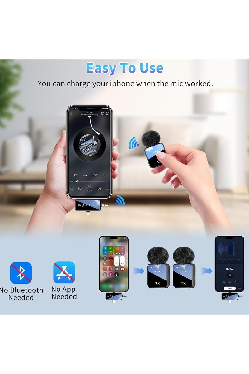 Tx 3 in 1 Wireless Lavalier Microphone  Wireless Mic for iPhone/Android/Camera,30m Transmission,18H Battery Life,Mini Microphone for Recording Interviews,Podcasts Vlogs,YouTube, Tiktok - Image 4