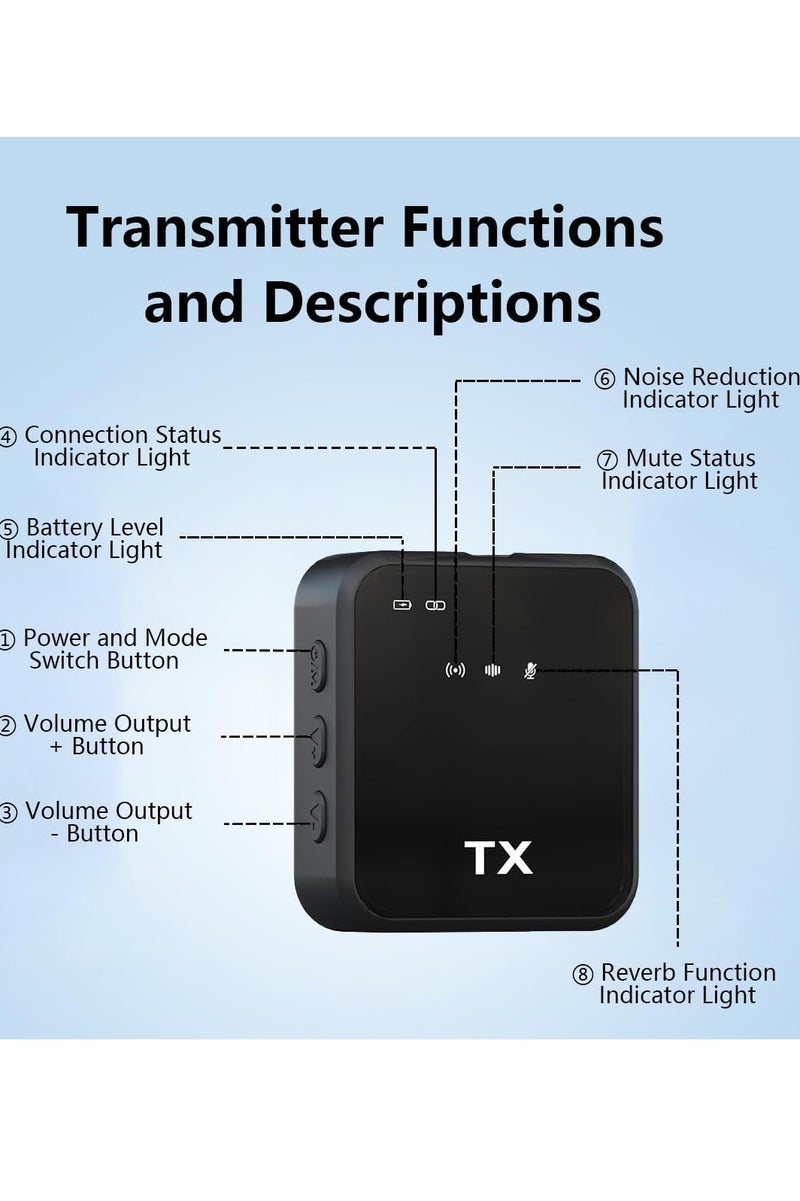 Tx 3 in 1 Wireless Lavalier Microphone  Wireless Mic for iPhone/Android/Camera,30m Transmission,18H Battery Life,Mini Microphone for Recording Interviews,Podcasts Vlogs,YouTube, Tiktok - Image 3