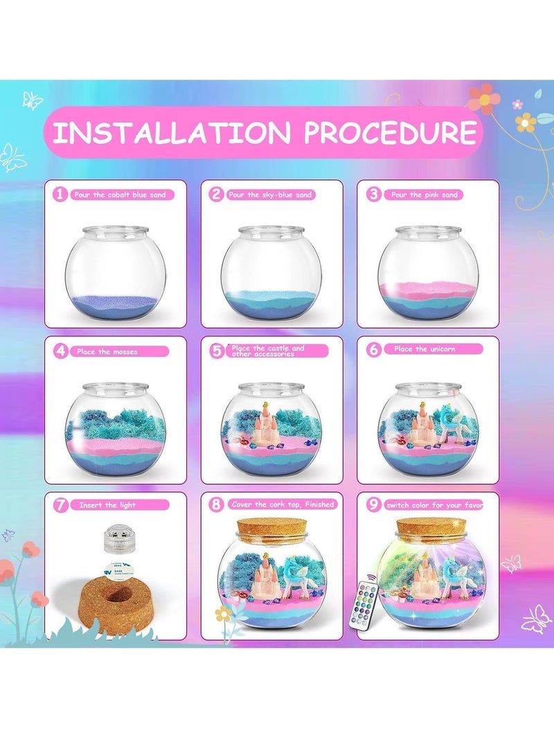 Arabayt Unicorn Girl Gifts - Kids Unicorn Terrarium Set - Girls Unicorn Toys - Birthday Gifts for 4 5 6 7 8 12 Year Old Girls - Kids Arts and Crafts Supplies - Best Gifts for Girls - Image 5