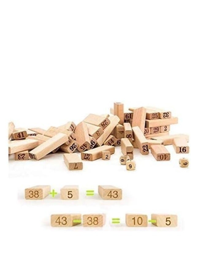 1 Set Kids Baby Digital Wooden Tower Building Blocks Toys Domino 48Pcs And 4Pcs Dice Stacker Stacker Extract Educational Game  - Image 4