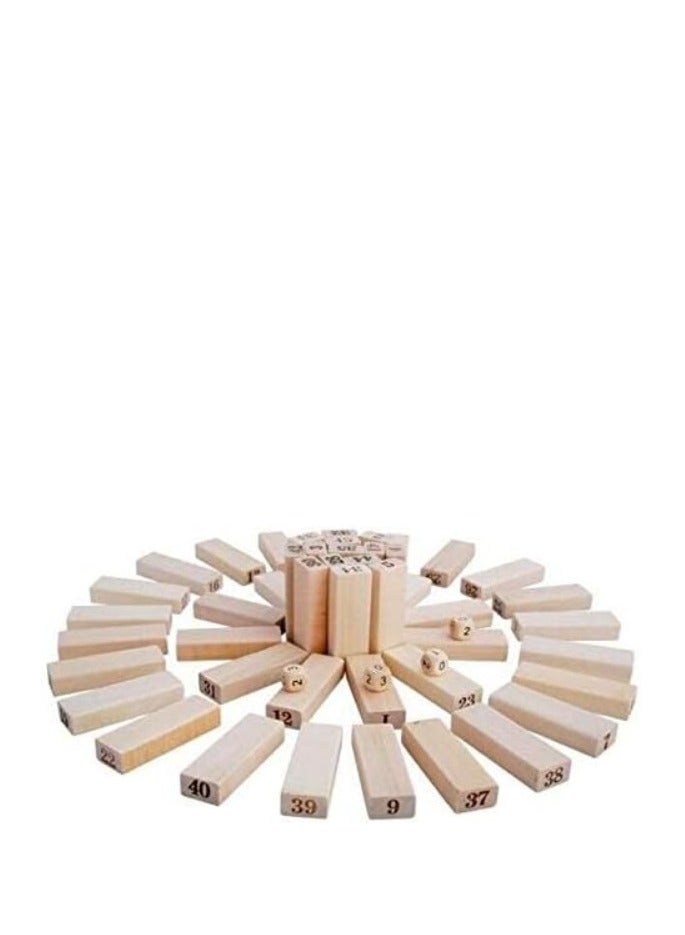 1 Set Kids Baby Digital Wooden Tower Building Blocks Toys Domino 48Pcs And 4Pcs Dice Stacker Stacker Extract Educational Game  - Image 3