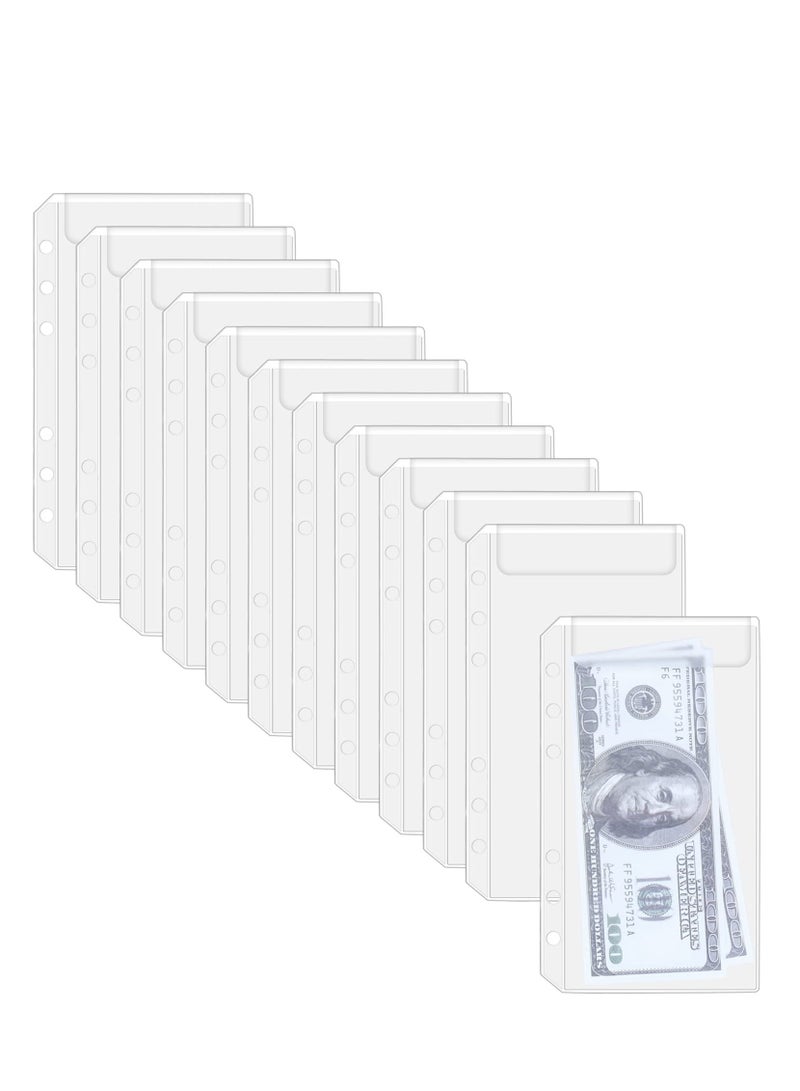Generic جيوب الملفات، 24 قطعة من البلاستيك الشفاف بحجم A6، مظاريف ميزانية نقدية ذات 6 فتحات، أكياس بلاستيكية فضفاضة مقاومة للماء، صفحات مدمجة للميزانية والنقود، كوبونات - Image 1