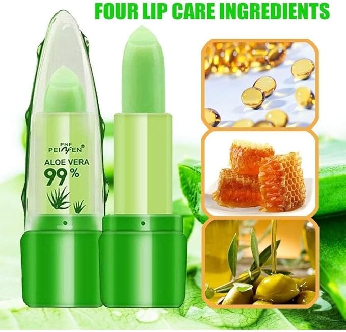Generic New Herbal Aloe Vera Lipstick Magic Temperature Color Change Balm Long Lasting Moisturizing Nutritious Mood Changing Lipstick For Women Lip Plumper Makeup Set Gift For Winter - Image 4