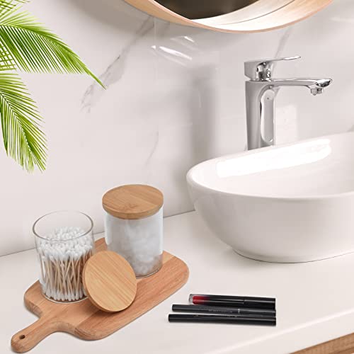 BKYFPQ 2 Pack Glass Qtip Holder Dispenser Set - Apothecary Jars with Lids - Vanity Makeup Organizer and Bathroom Canister Storage Organizer for Cotton Ball, Swab, Round Pads,Floss - Image 4