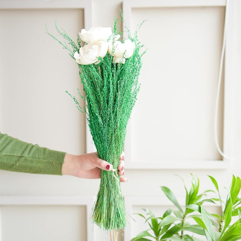 Arte Casa Arte Casa Dried Flower Evergreen Bunch Preserved Flower Bunch Longlasting Flowers Gift for Special Occasions Ideal for Birthday Anniversary Valentines Gift 1 Bunch Green White  - Image 3