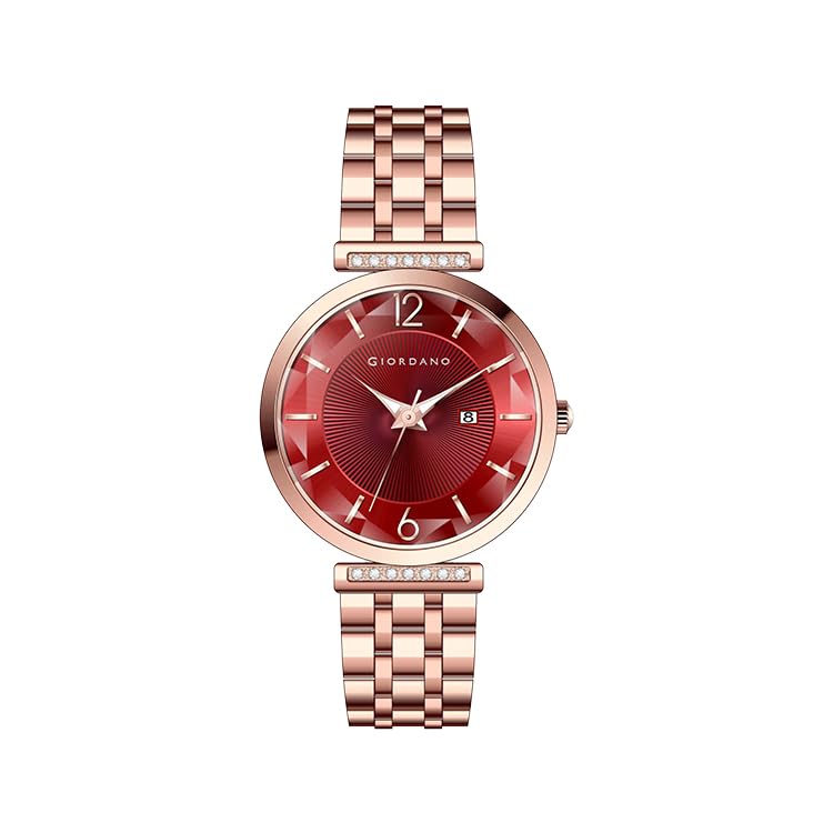 Giordano Exquisite Analog Watch for Women with Round Cut Glass Textured Dial, Date Display Function, Quartz Movement and Stainless Steel Strap - GZ-60111 - Image 3
