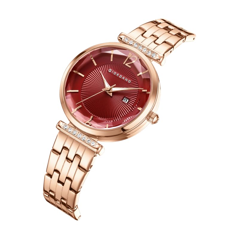 Giordano Exquisite Analog Watch for Women with Round Cut Glass Textured Dial, Date Display Function, Quartz Movement and Stainless Steel Strap - GZ-60111 - Image 5