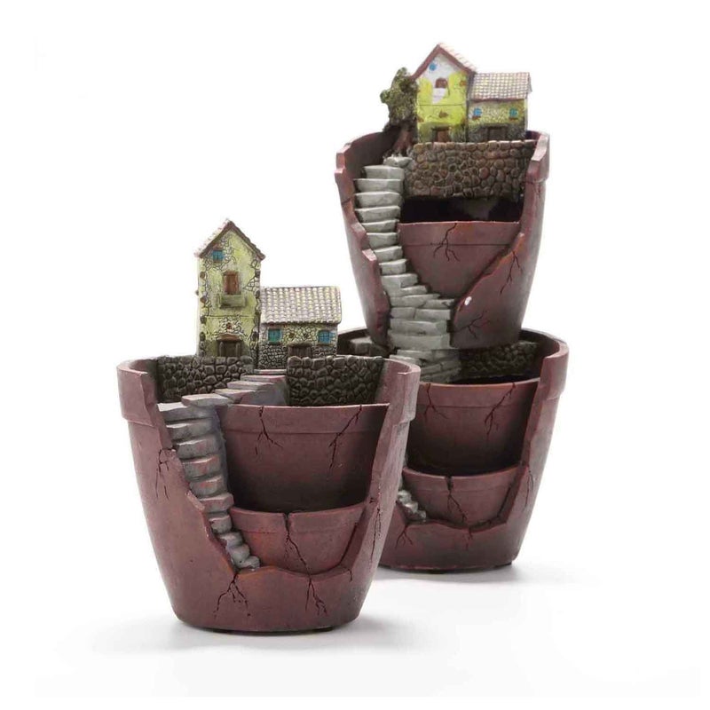 Vencer Creative Plants Pot - Flowerpot Combination Resin Succulent Plant Pot (City of Sky),VF-008 - Image 5