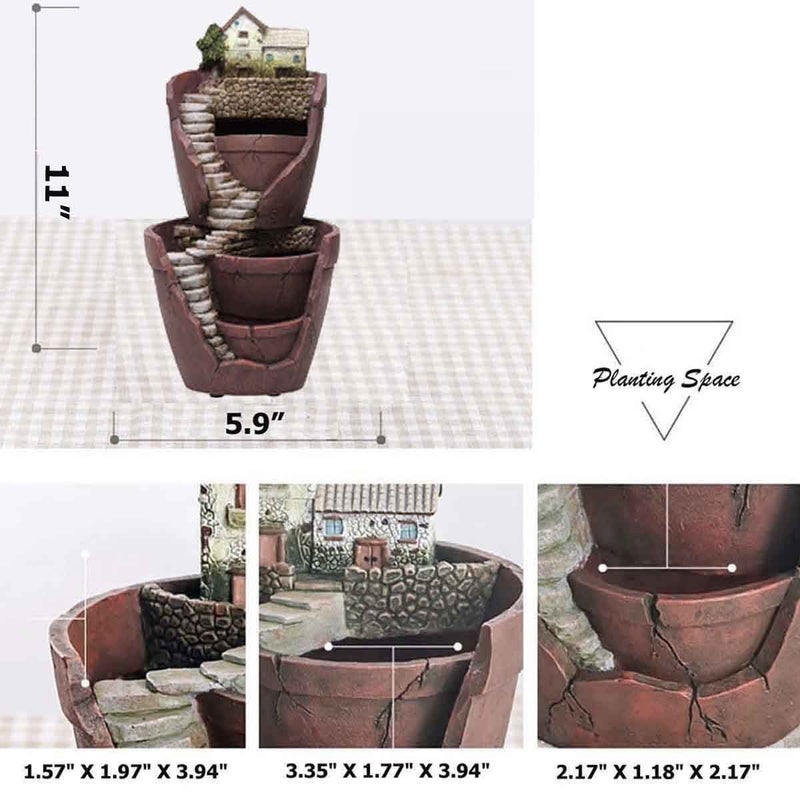 Vencer Creative Plants Pot - Flowerpot Combination Resin Succulent Plant Pot (City of Sky),VF-008 - Image 2