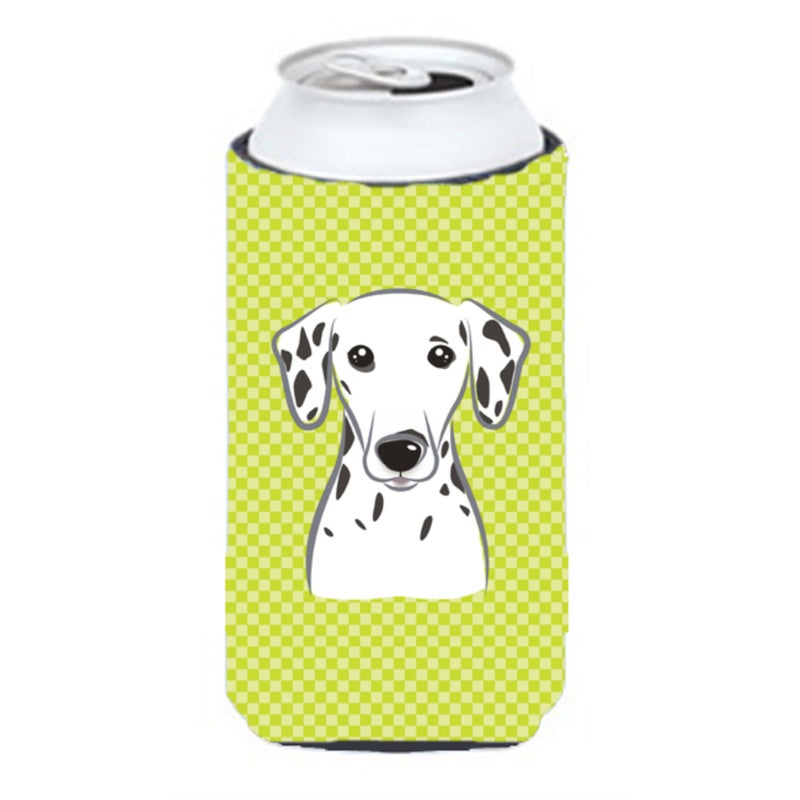 Caroline's Treasures Checkerboard Lime Green Dalmatian Tall Boy Beverage Insulator Hugger BB1272TBC 