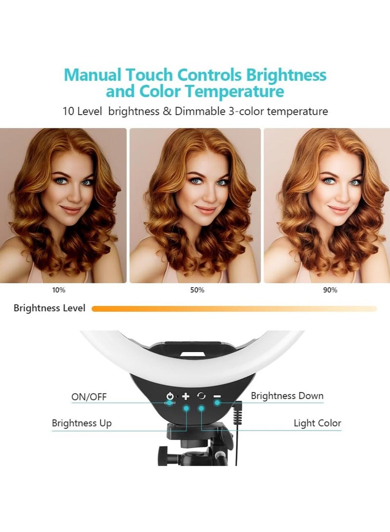 FARROBIZZ Ring Light with 50'' Extendable Tripod Stand, LED Circle Lights with Phone Holder for Live Stream/Makeup/YouTube Video/TikTok, Compatible with All Phones  - Image 4