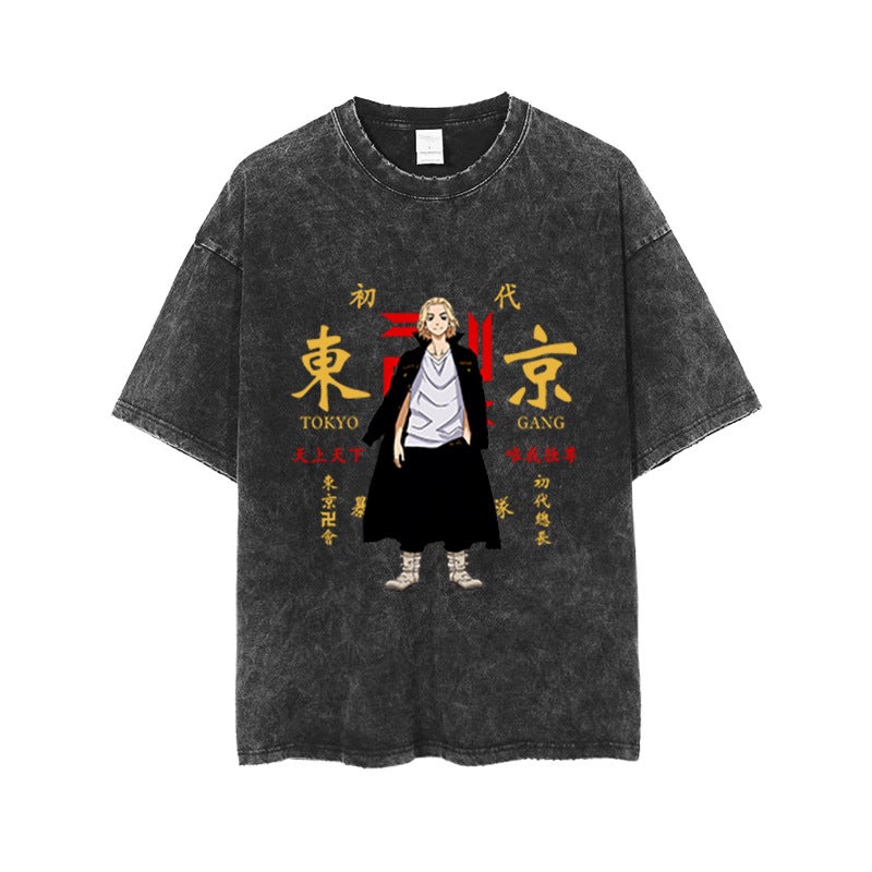 Tokyo Avengers Anime Printed Washed Cotton T-Shirt Sano Manjiro'S Way Of Rebirth Short-Sleeved Summer Clothes - Image 3