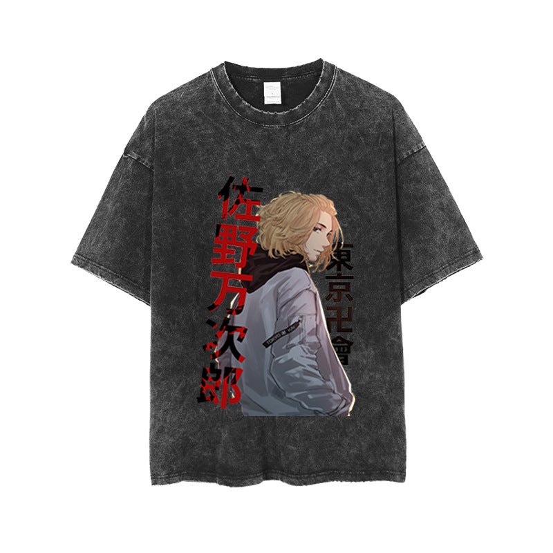 Tokyo Avengers Anime Printed Washed Cotton T-Shirt Sano Manjiro'S Way Of Rebirth Short-Sleeved Summer Clothes - Image 5