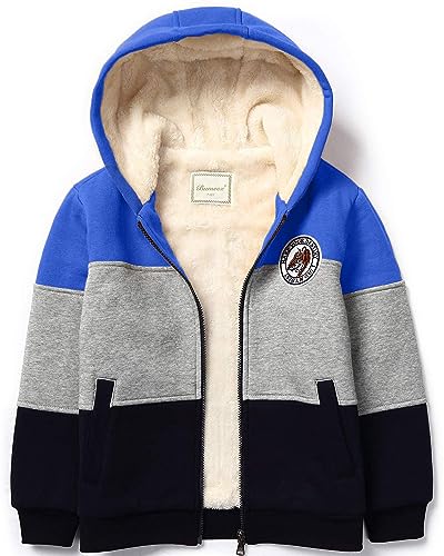 Bumeex Toddler Boy's Sherpa Fleece lined Jacket,Blue Spring Fall Winter Warm Sweatshirt Hoodie 4t - Image 1