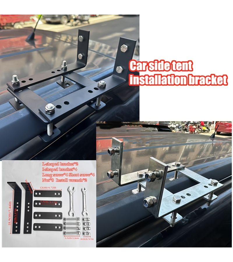 Black Tent Installation Bracket For Car Side And Roof Rack With Tools - Image 1