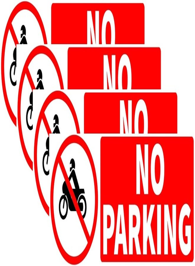 VAAIMAI Bike NO Parking Self Adhesive Sticker Sign Board 30CMX10CM Waterproof Foam Sheet 3mm Red, Pack of 4 - Image 1