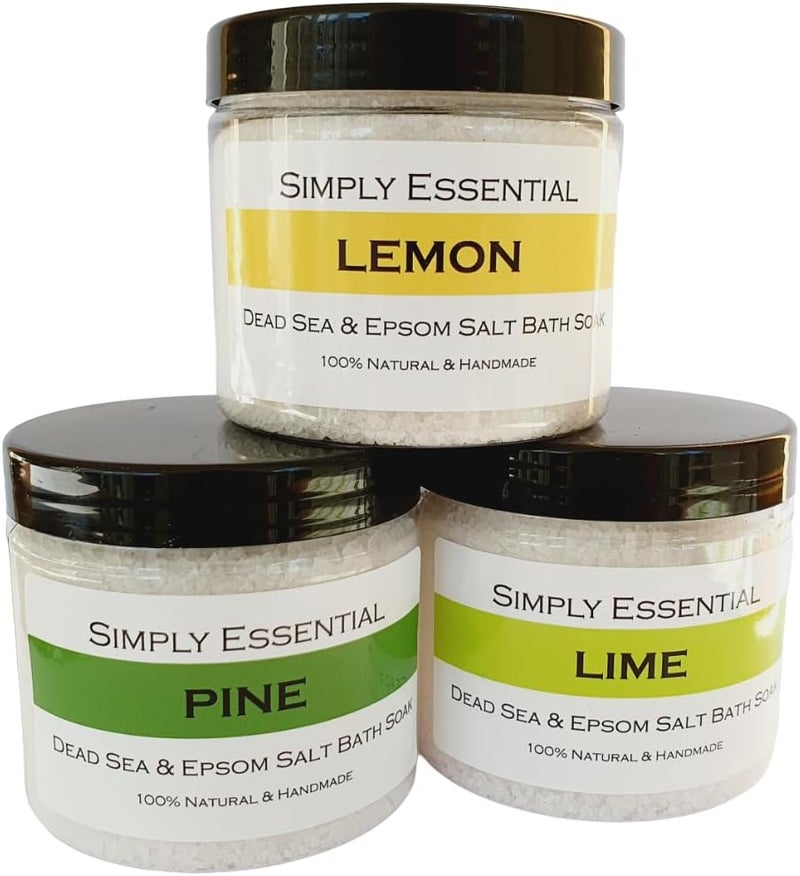 Bath Salts Gift Set Dead Sea Epsom Body Foot soak 225g Lemon Lime Pine