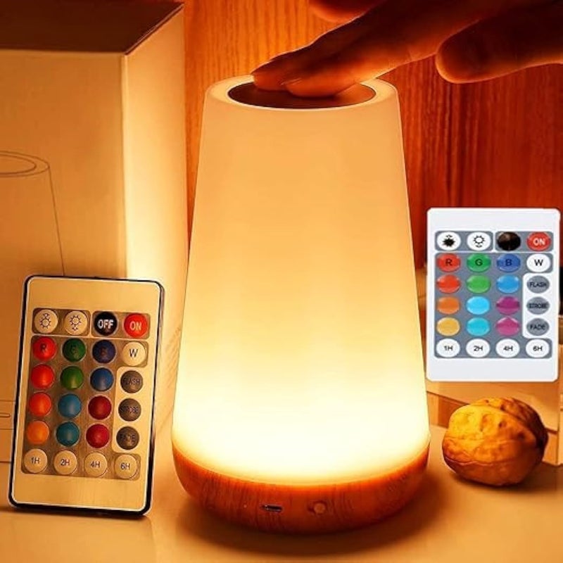 INFLUX LED Night Light Dimmable 13-Color Changing with Timer, Touch Sensor, Remote Control, and USB Rechargeable - Eye-Caring Bedside Table Lamp for Baby Kids Room, Bedroom, and Living Room. - Image 1