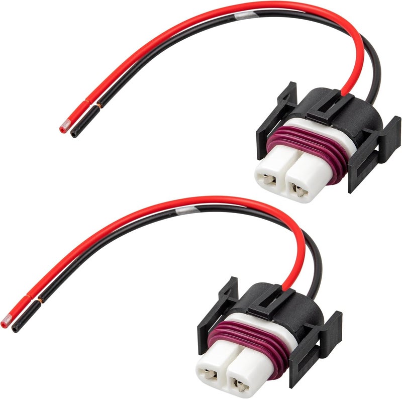 RED WOLF H8 H9 H11 880 881 2 PIN Female Wiring Ceramic Socket Universal Fit for Toyota GMC Chevy Honda Jeep Ford Subaru Dodge Headlight Fog Light Retrofit Pigtail Adapter LED Head Lamp Wire Connector - Image 1