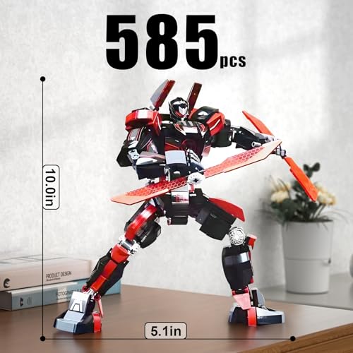 HIGH GODO Wanderer Mech Building Blocks Set for Adults，Dark Robot Model Building Kit with 2 Multiple Weapons, 585 Pcs Creative Collectible Gift for Boys Kids 8-12 - Image 5
